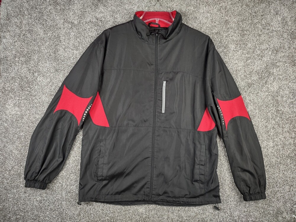 Apex Track Jacket Men Medium Black Red Mesh Lined Windbreaker Vintage